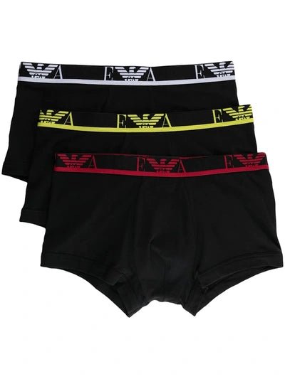 Emporio Armani 3-Pack Monogram Trunks - Black - Escape Menswear