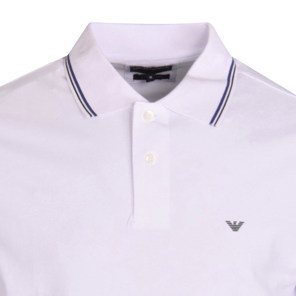 Emporio Armani 8N1FB3 Tip Polo Shirt - 100 White - Escape Menswear