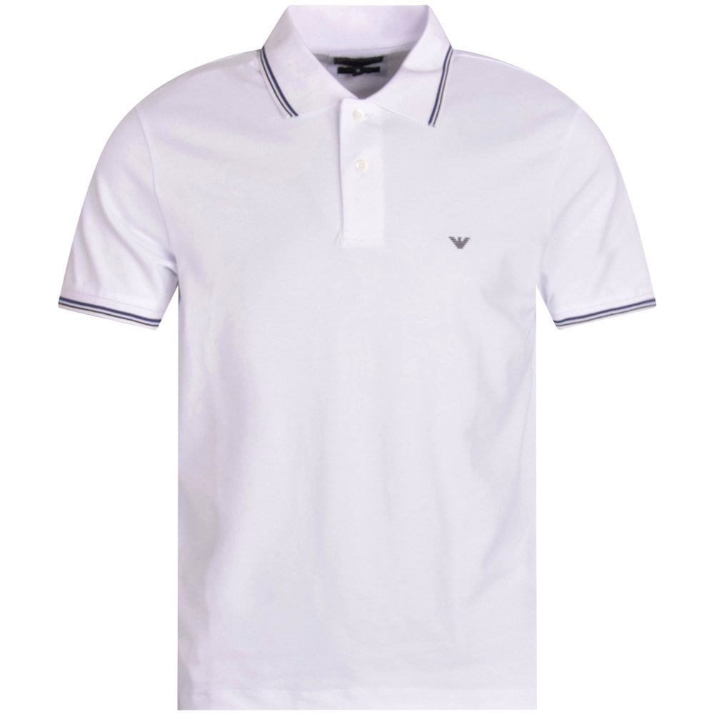 Emporio Armani 8N1FB3 Tip Polo Shirt - 100 White - Escape Menswear