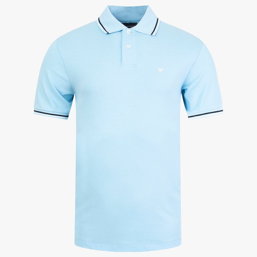 Emporio Armani 8N1FB3 Tip Polo Shirt - 781 Sky Blue - Escape Menswear