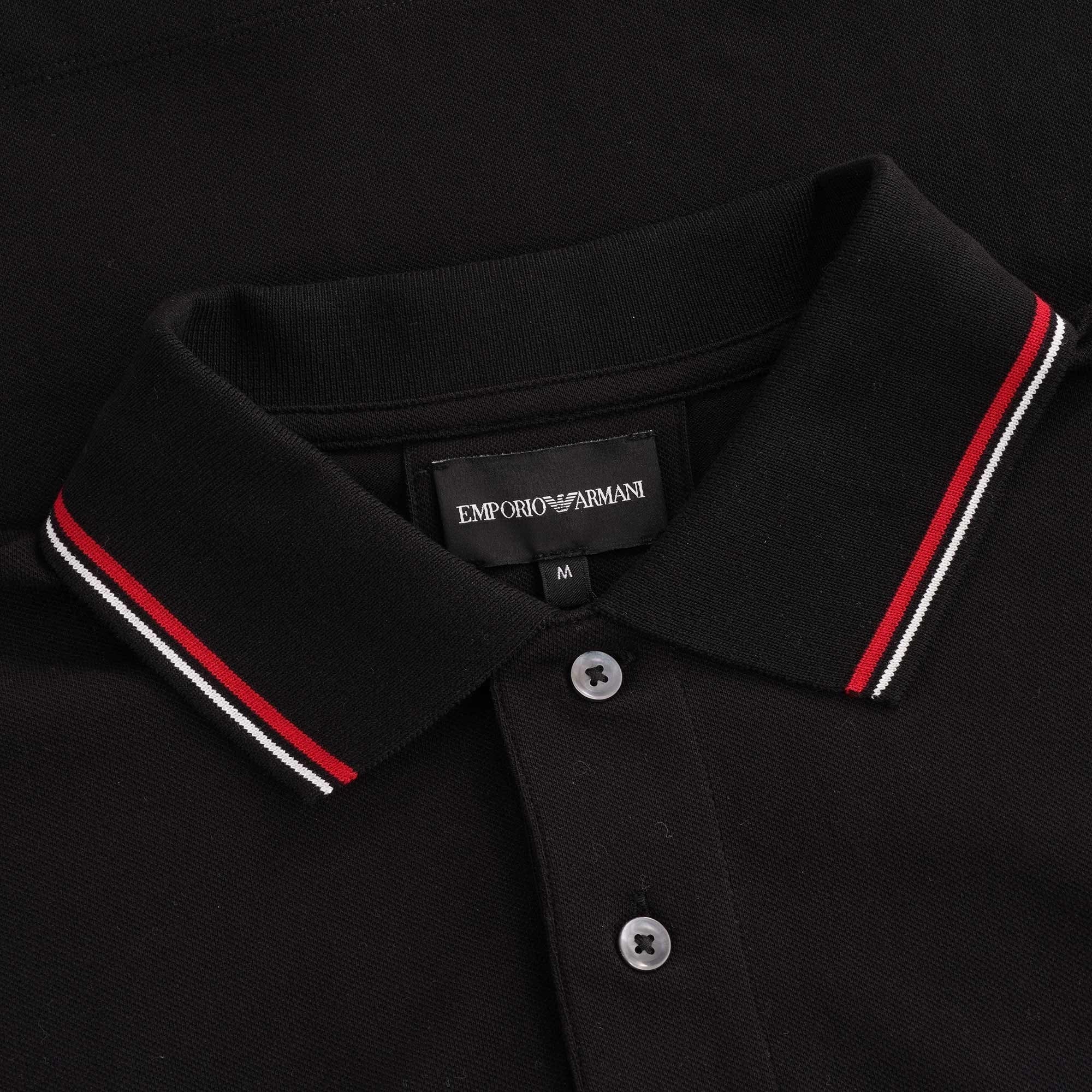 Emporio Armani 8N1FB3 Tip Polo Shirt - 999 Black - Escape Menswear