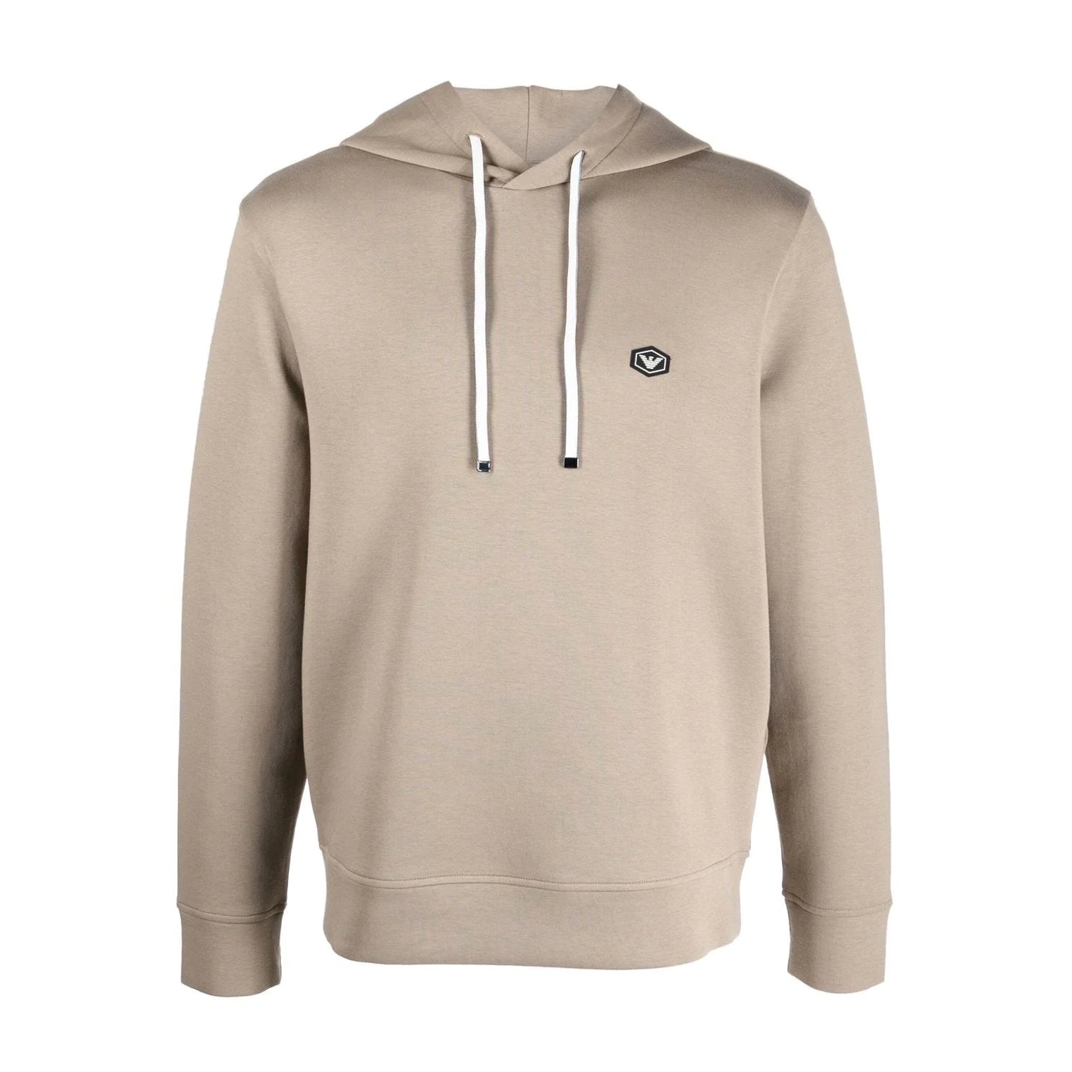 Emporio Armani Logo Patch Hoodie - 0137 Beige - Escape Menswear