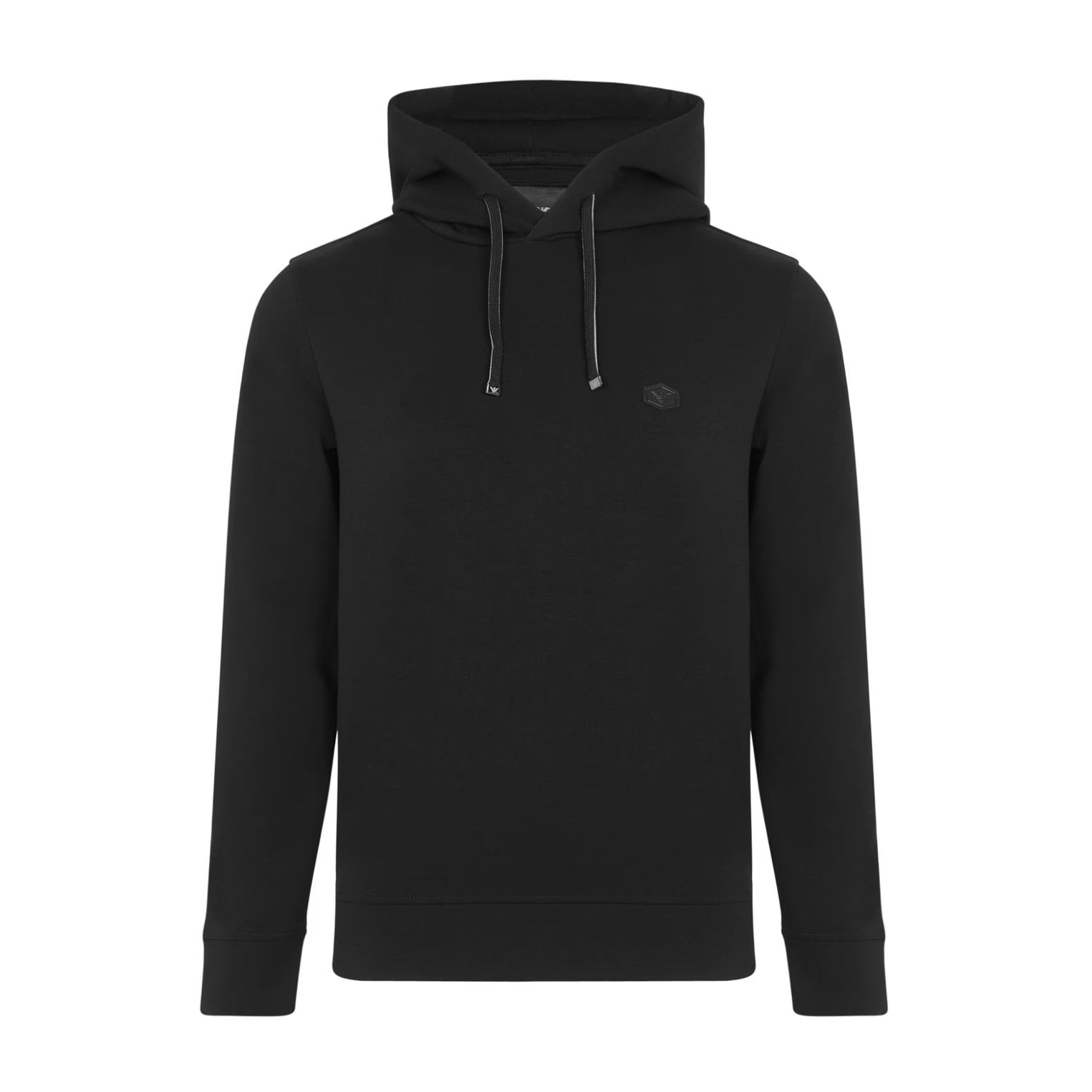 Emporio Armani Logo Patch Hoodie - 0999 Black - Escape Menswear