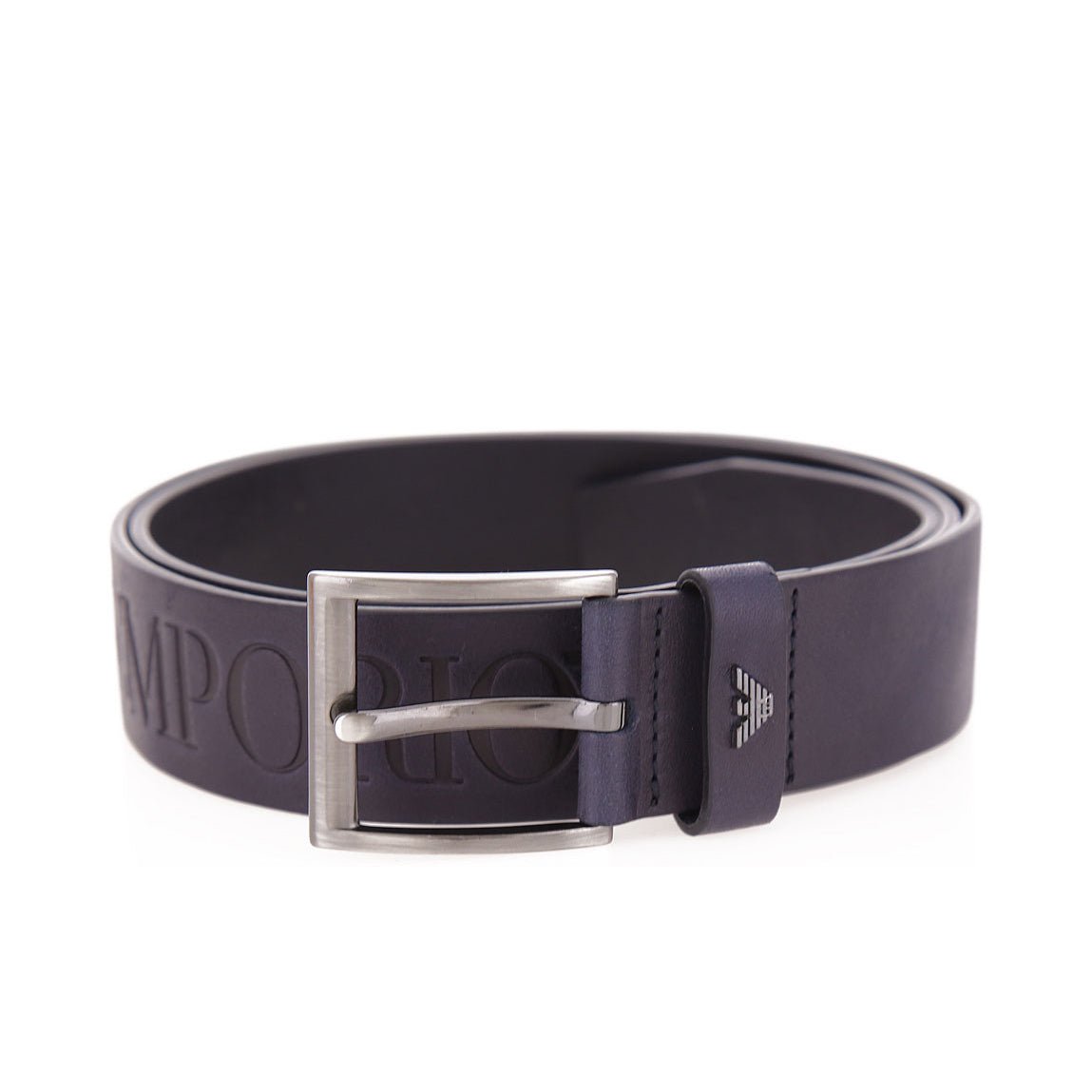 Emporio Armani Tumbled-Leather Belt - Black - Escape Menswear