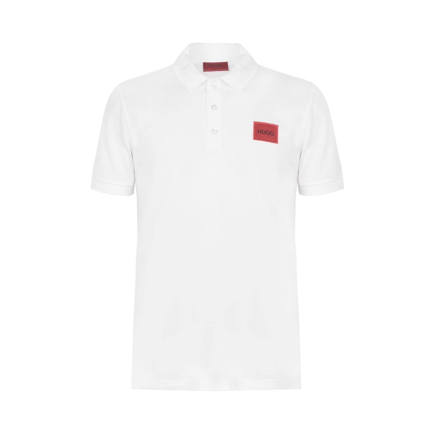 HUGO Dereso 232 Polo T Shirt - 100 White/Red - Escape Menswear