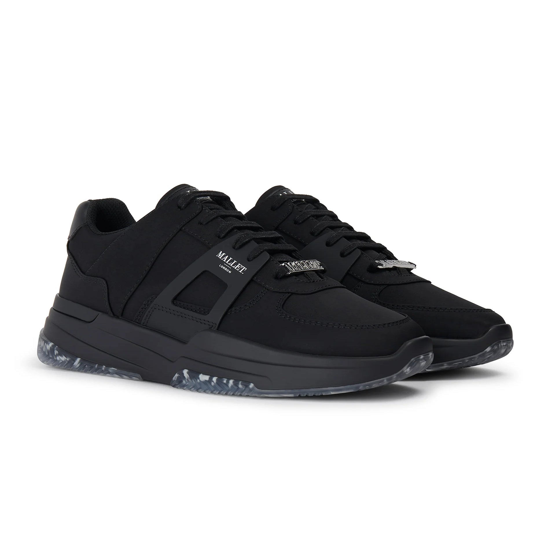 Mallet Marquess Lace Up Trainers - Triple Black - Escape Menswear