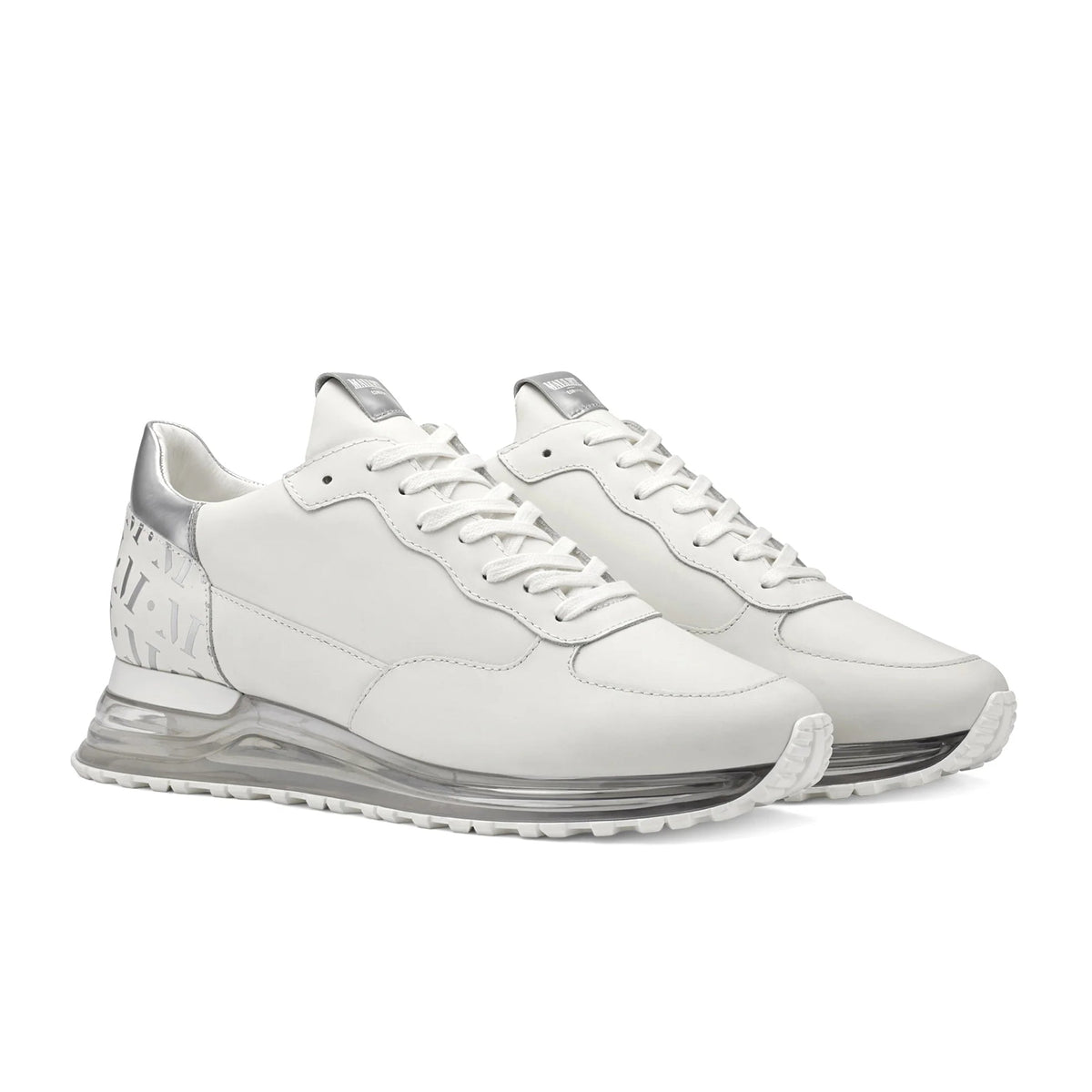 Mallet Popham Gas Trainers - White Silver Tab - Escape Menswear