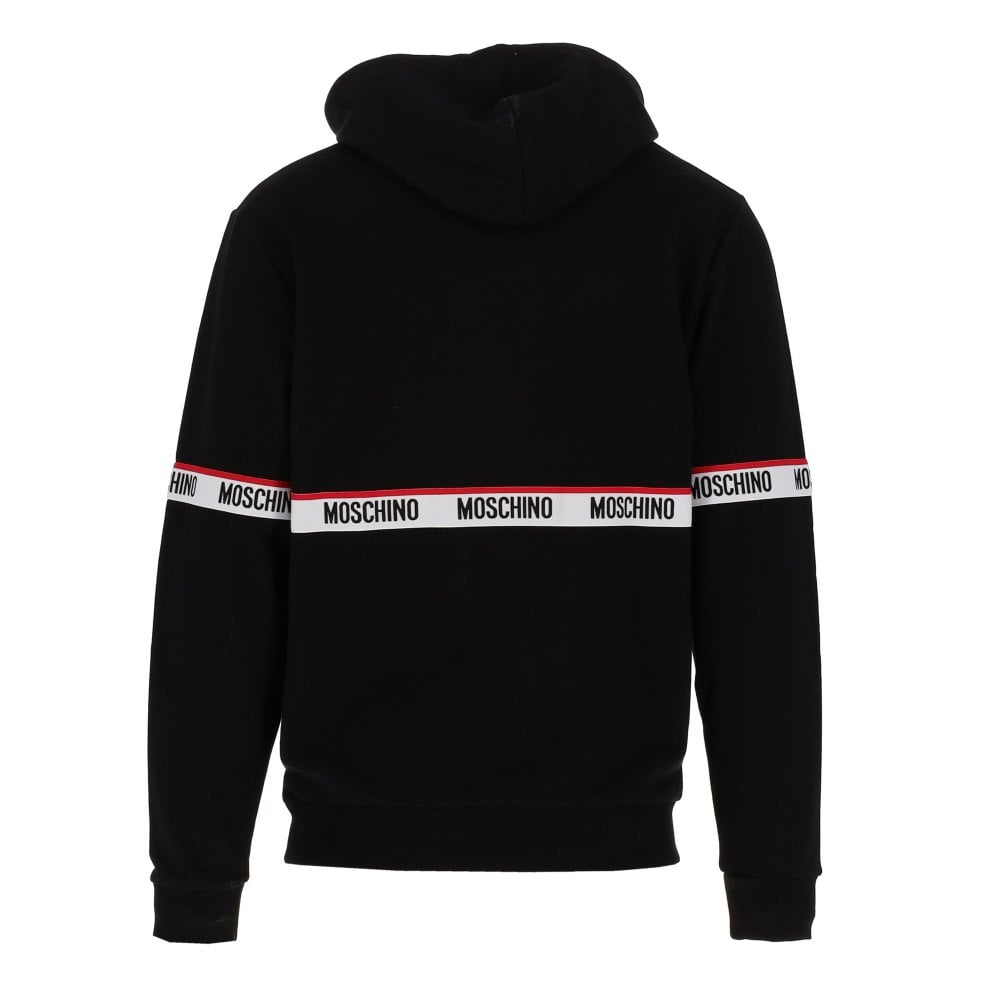 Moschino Logo Tape Hoodie - 555 Black - Escape Menswear