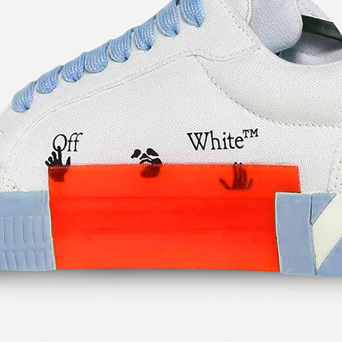 Off-White Vulcanised Canvas Trainers - White & Light Blue - Escape Menswear