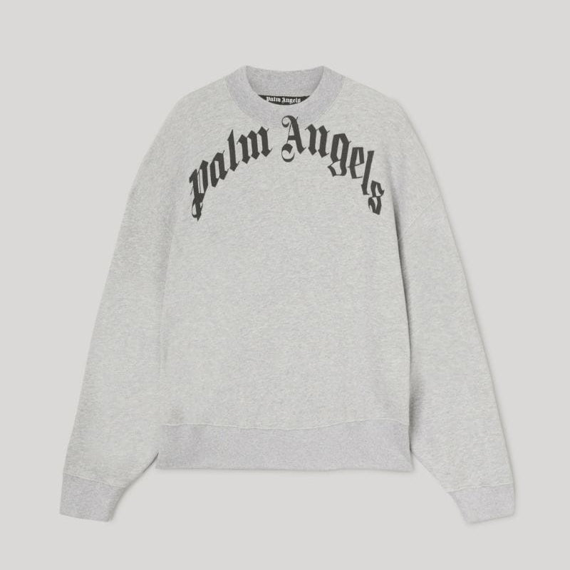 Palm Angels Curved Logo Sweatshirt - Grey/Black - Escape Menswear