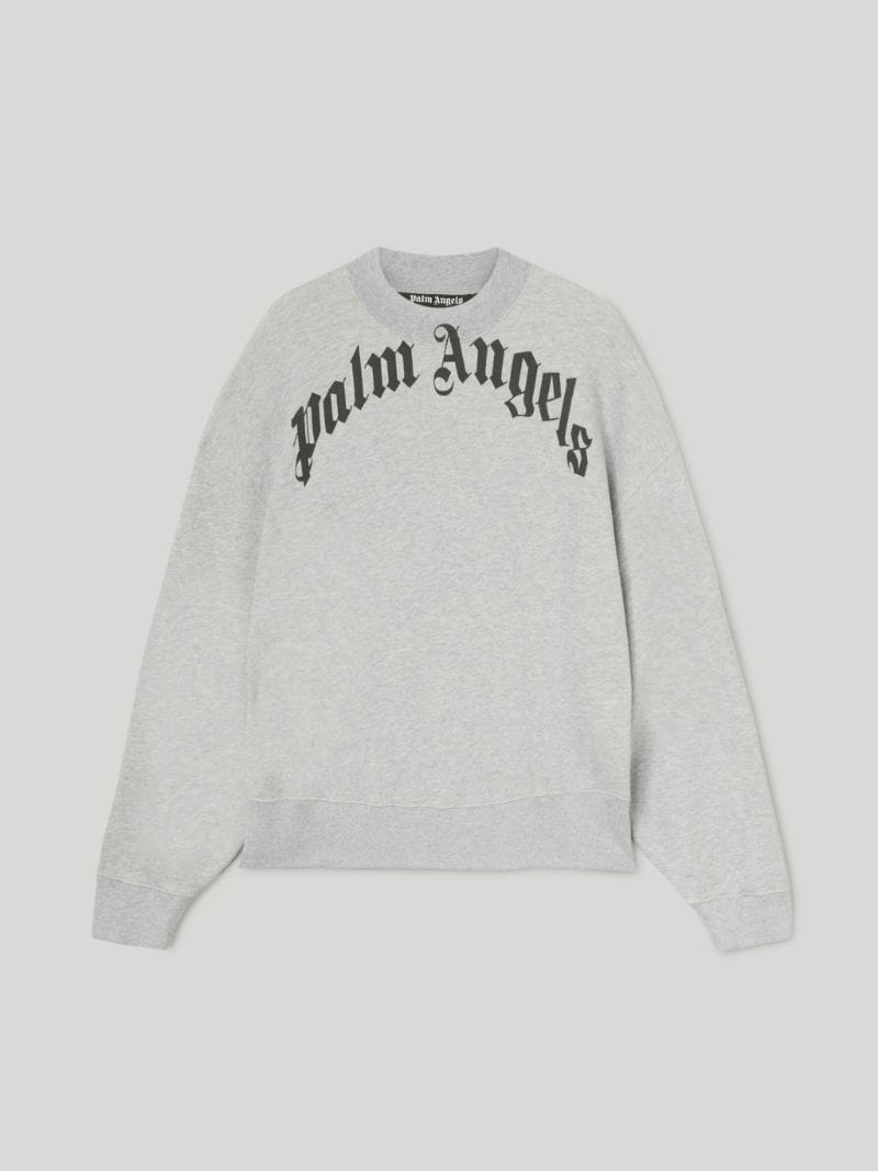 Palm Angels Curved Logo Sweatshirt - Grey/Black - Escape Menswear