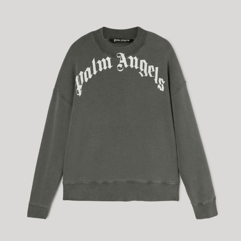 Palm Angels Curved Logo Sweatshirt - W/O Black White - Escape Menswear