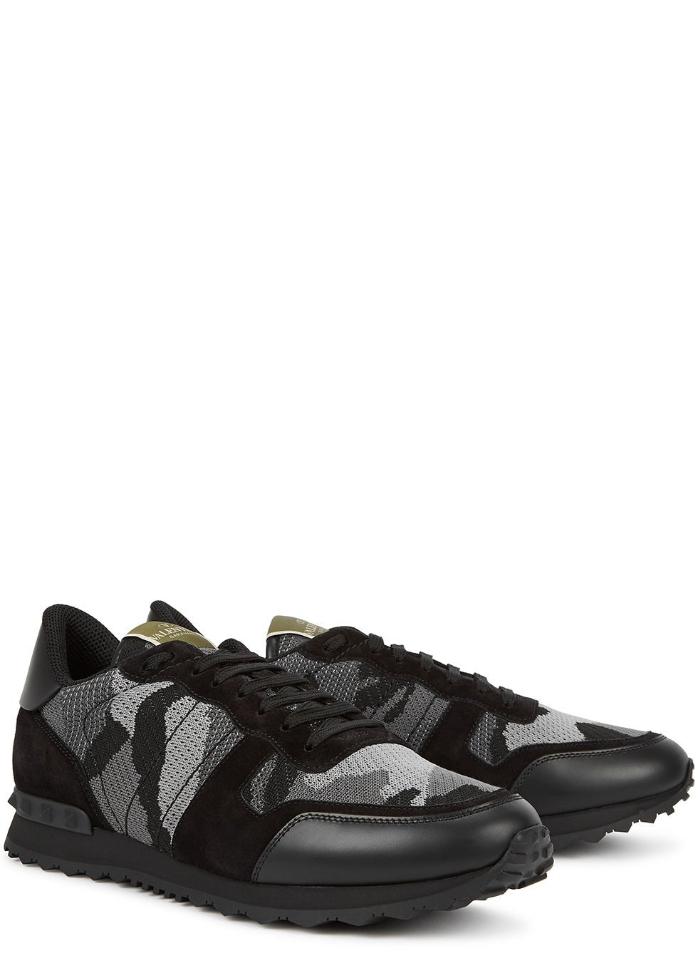 Valentino Camo Mesh Rockrunner Trainers - 52V Black - Escape Menswear