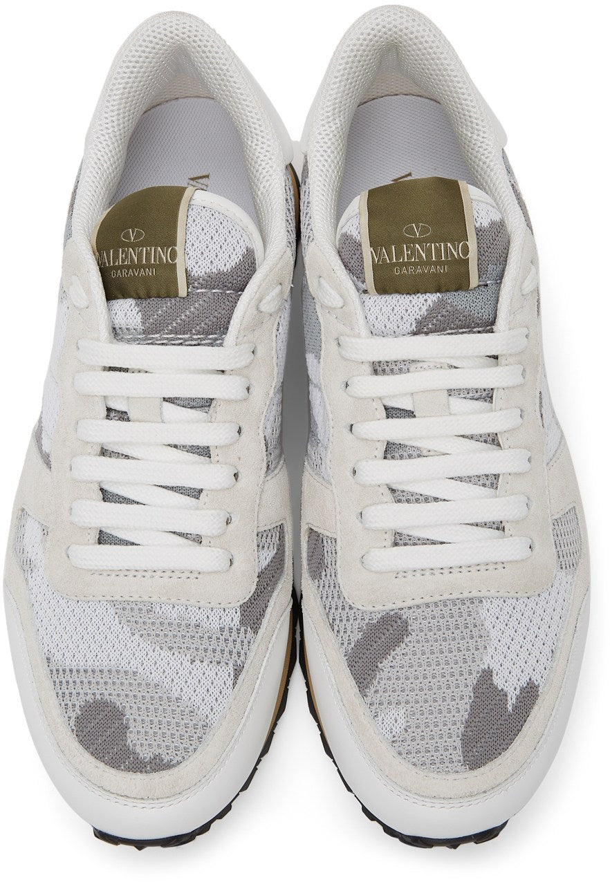 Valentino Camo Mesh Rockrunner Trainers - 52X Grey - Escape Menswear