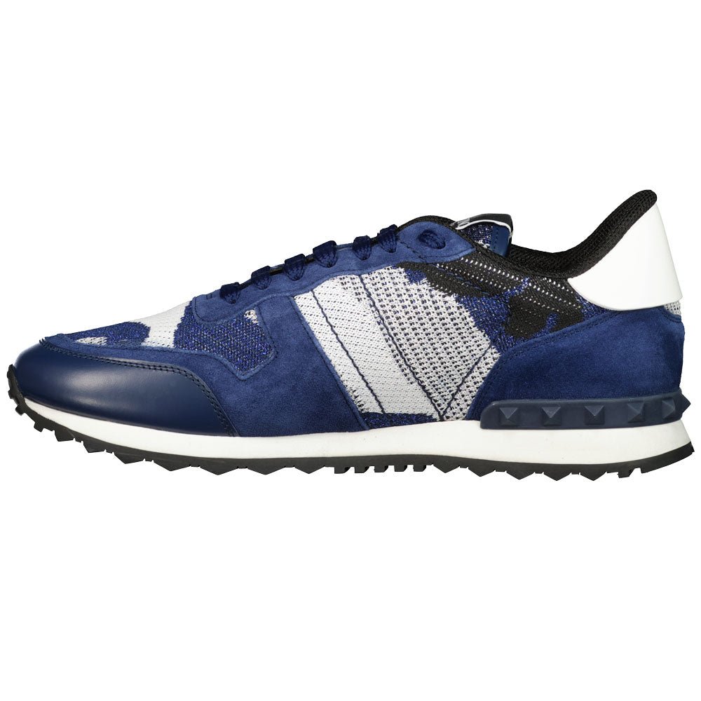Valentino Camo Mesh Rockrunner Trainers - DE3 Blue/Silver - Escape Menswear