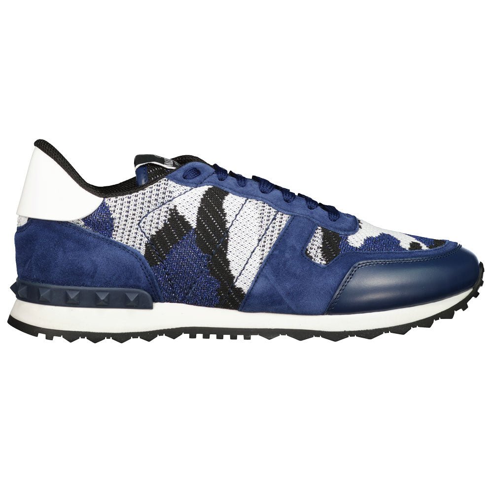 Valentino Camo Mesh Rockrunner Trainers - DE3 Blue/Silver - Escape Menswear