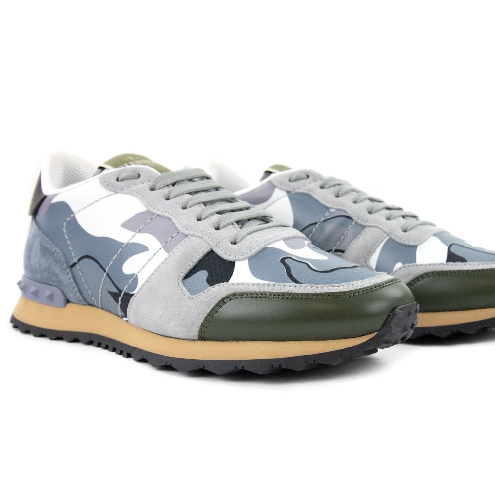 Valentino Camo Rockrunner Trainers - 57H Grey - Escape Menswear