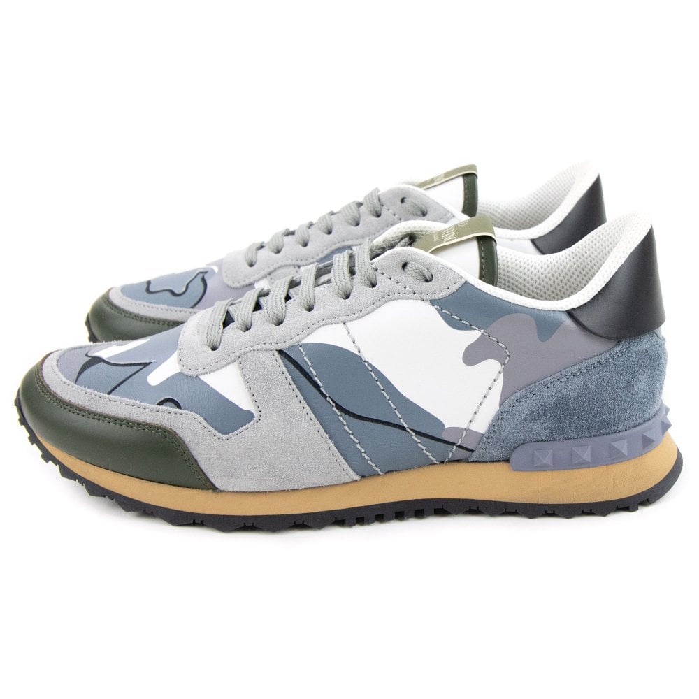 Valentino Camo Rockrunner Trainers - 57H Grey - Escape Menswear