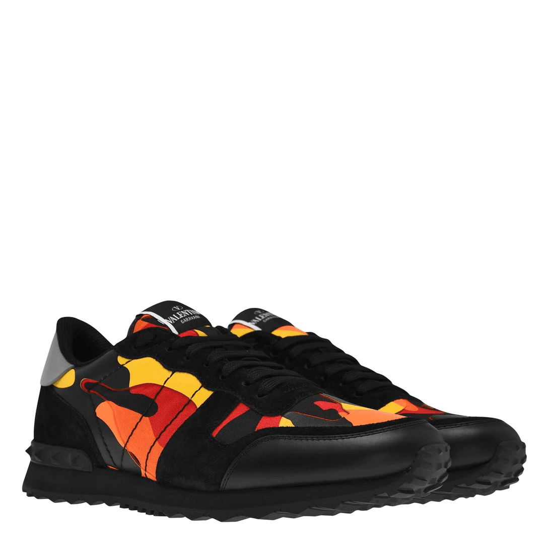 Valentino Camo Rockrunner Trainers - Black/Lemon - Escape Menswear