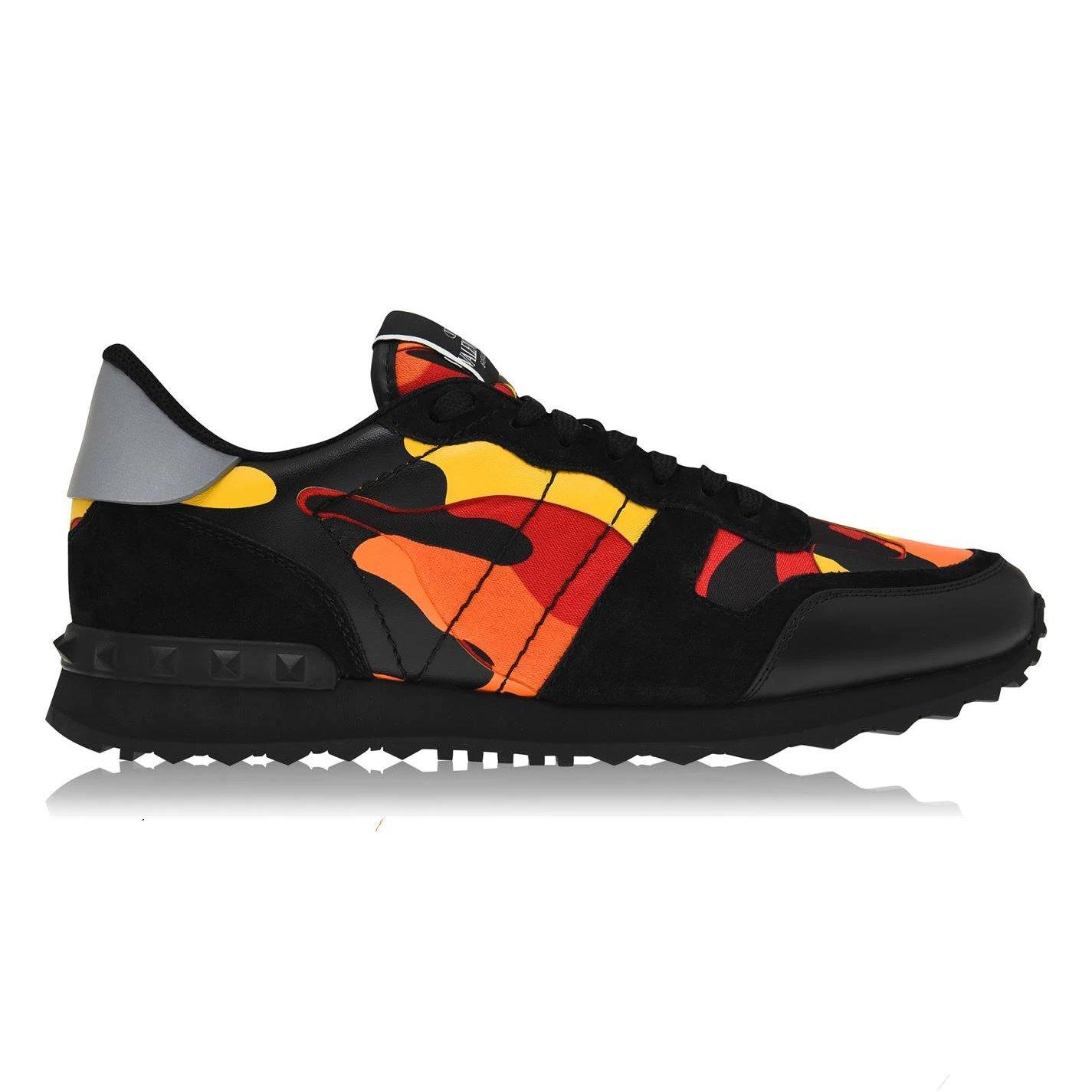 Valentino Camo Rockrunner Trainers - Black/Lemon - Escape Menswear