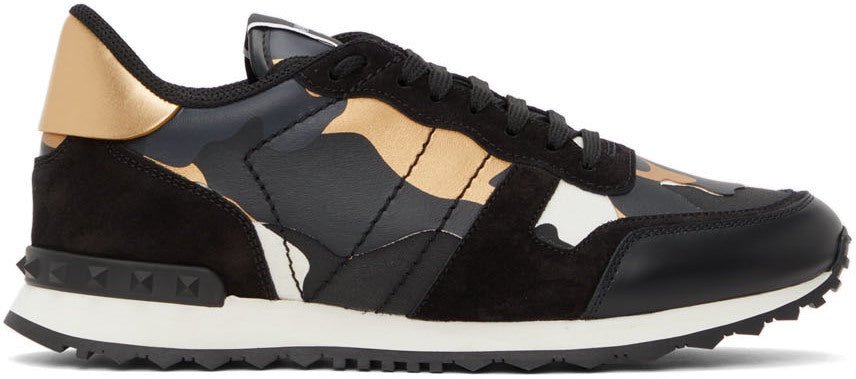 Valentino Camo Rockrunner Trainers - CG1 Black/Gold - Escape Menswear