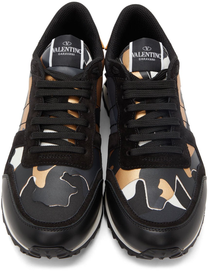 Valentino Camo Rockrunner Trainers - CG1 Black/Gold - Escape Menswear