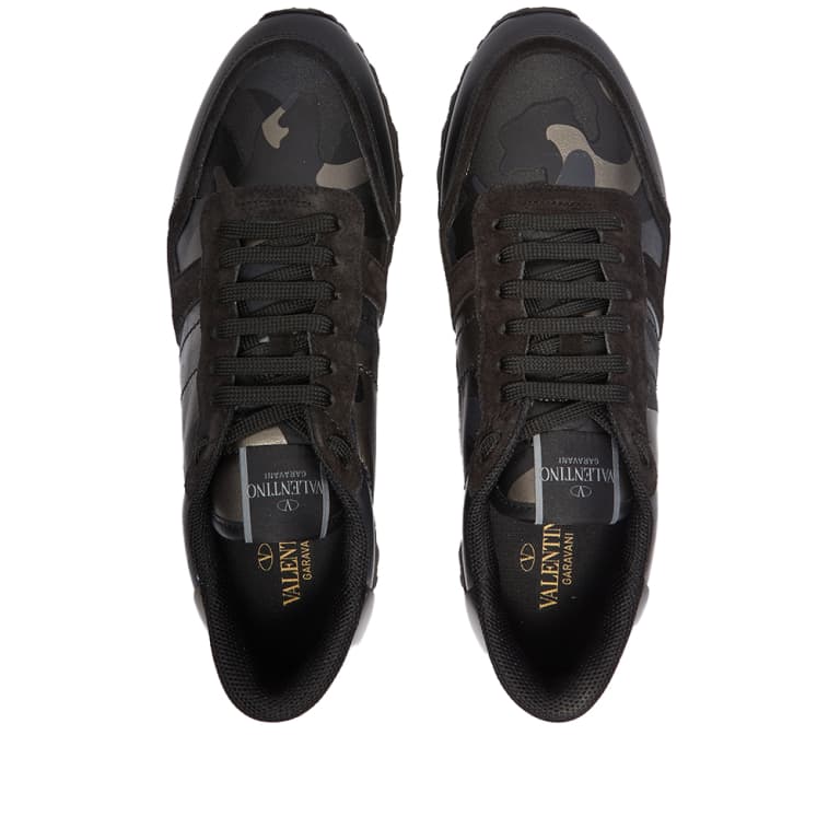 Valentino Camo Rockrunner Trainers - E43 Metal Black - Escape Menswear