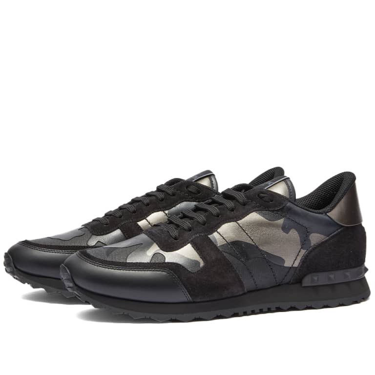 Valentino Camo Rockrunner Trainers - E43 Metal Black - Escape Menswear