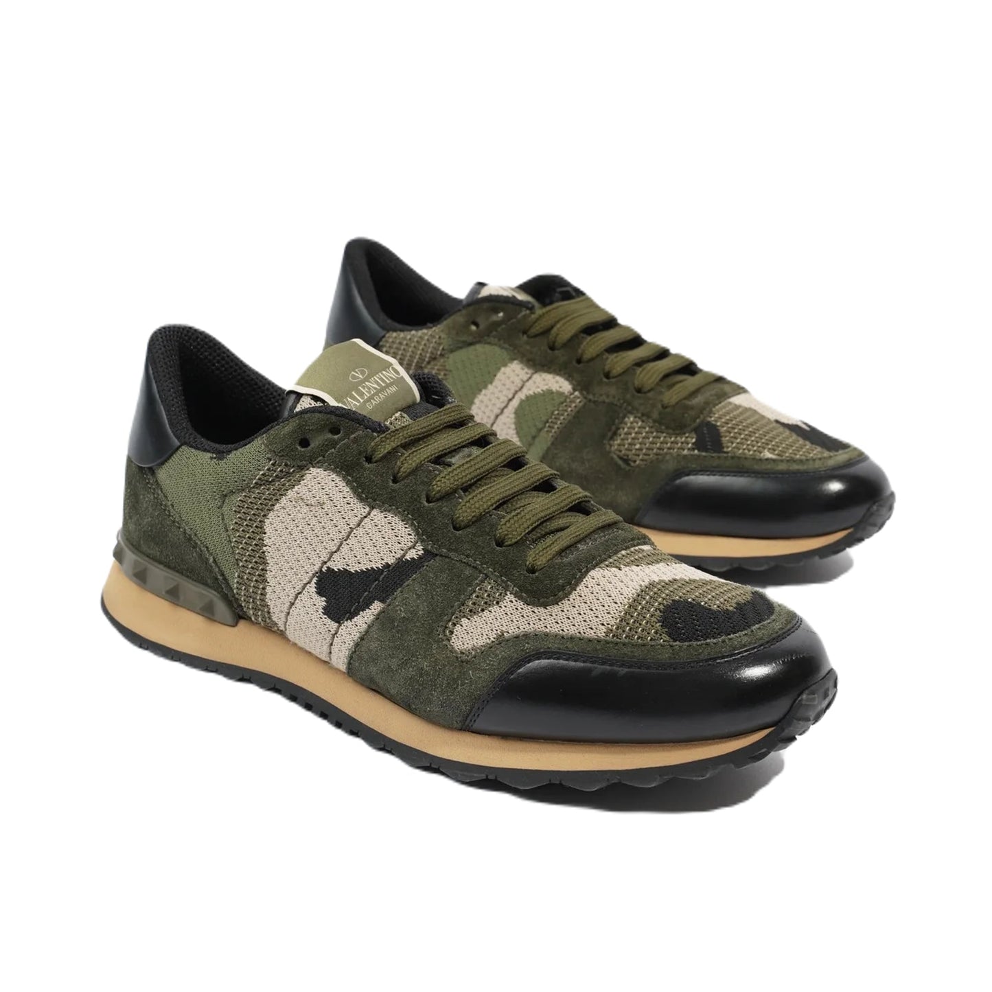 Valentino Camouflage Rockrunner Sneakers - 31R Green Blk - Escape Menswear