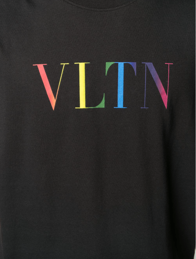 Valentino VLTN Rainbow Logo T-Shirt - 20T Black - Escape Menswear