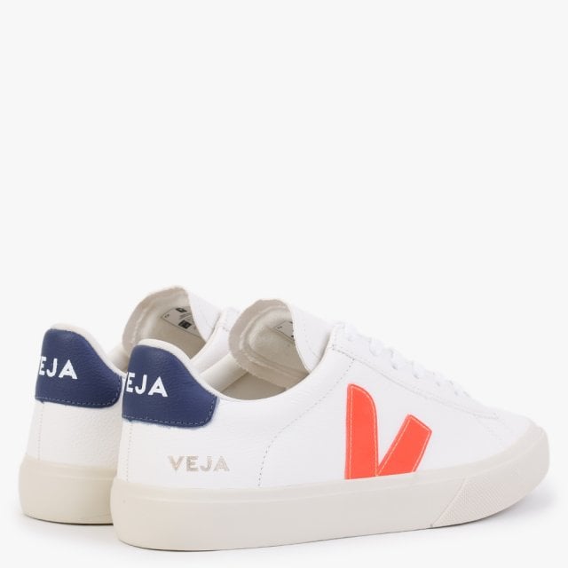 Veja Campo Chromefree Leather Trainers - White Orange Fluo Cobalt - Escape Menswear