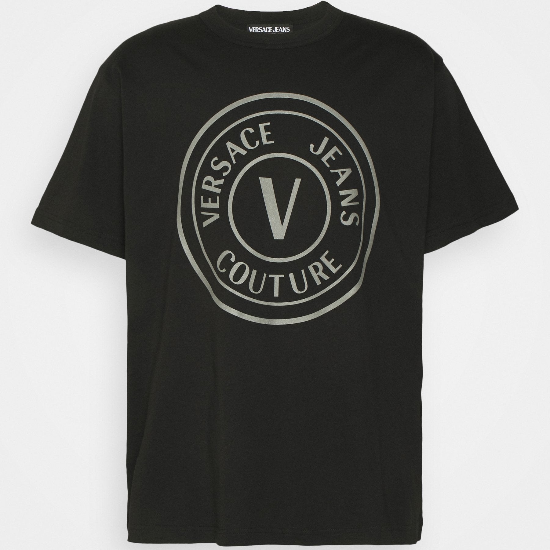 Versace Jeans Couture 73FAHT05 V-Emblem Thick Foil T-Shirt - C89 Black/Silver - Escape Menswear