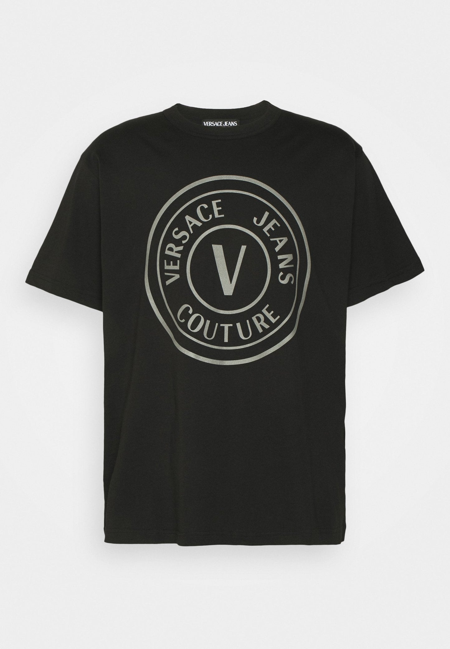 Versace Jeans Couture 73FAHT05 V-Emblem Thick Foil T-Shirt - C89 Black/Silver - Escape Menswear