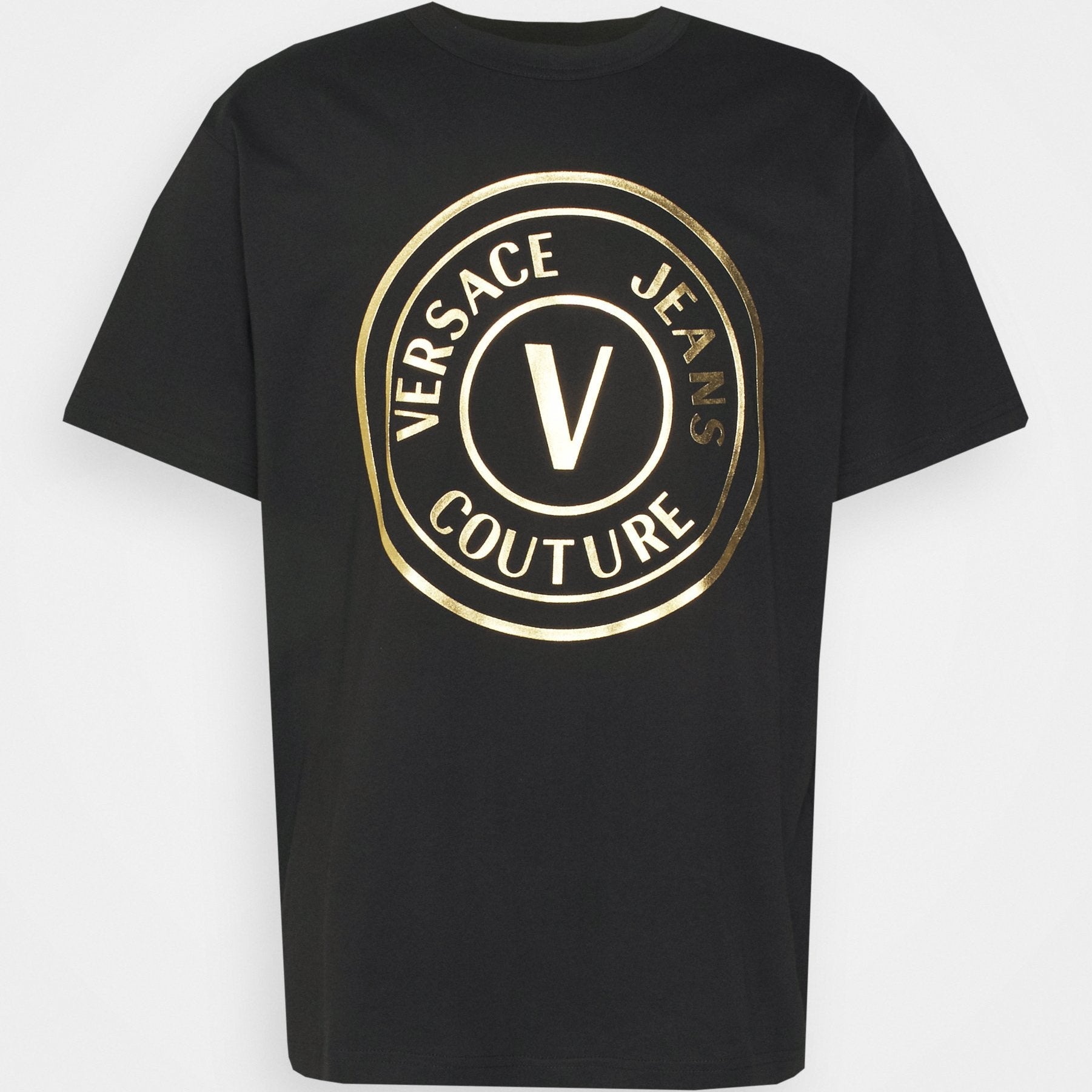 Versace Jeans Couture 73FAHT05 V-Emblem Thick Foil T-Shirt - G89 Black/Gold - Escape Menswear