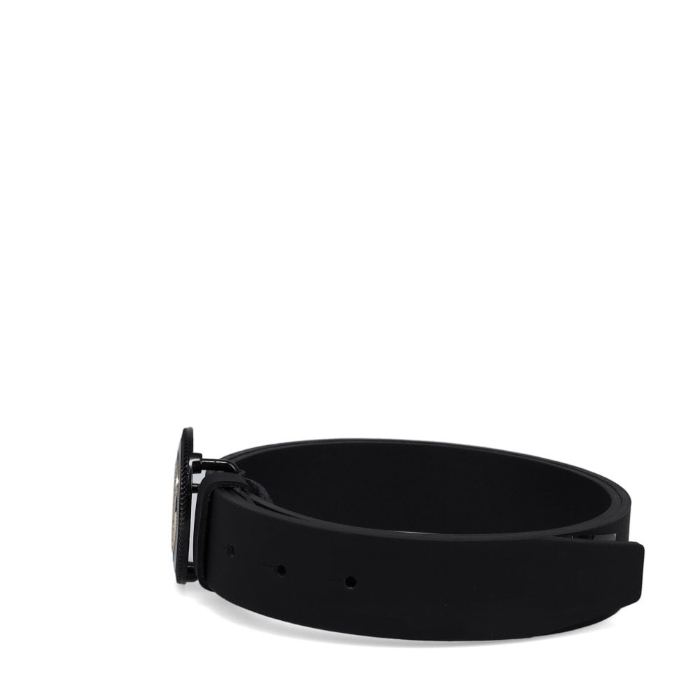 Versace Jeans Couture 73YA6F08 V-Emblem Leather Belt - Black - Escape Menswear