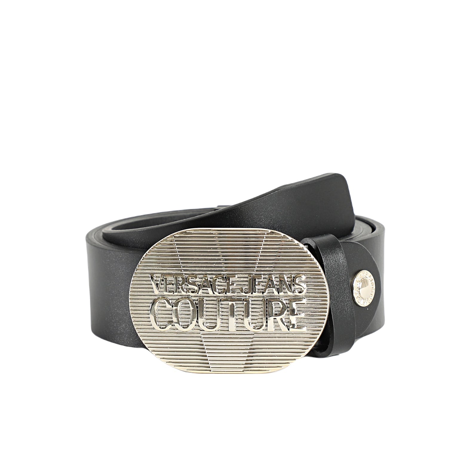 Versace Jeans Couture Round Buckle Belt - Black/Silver - Escape Menswear