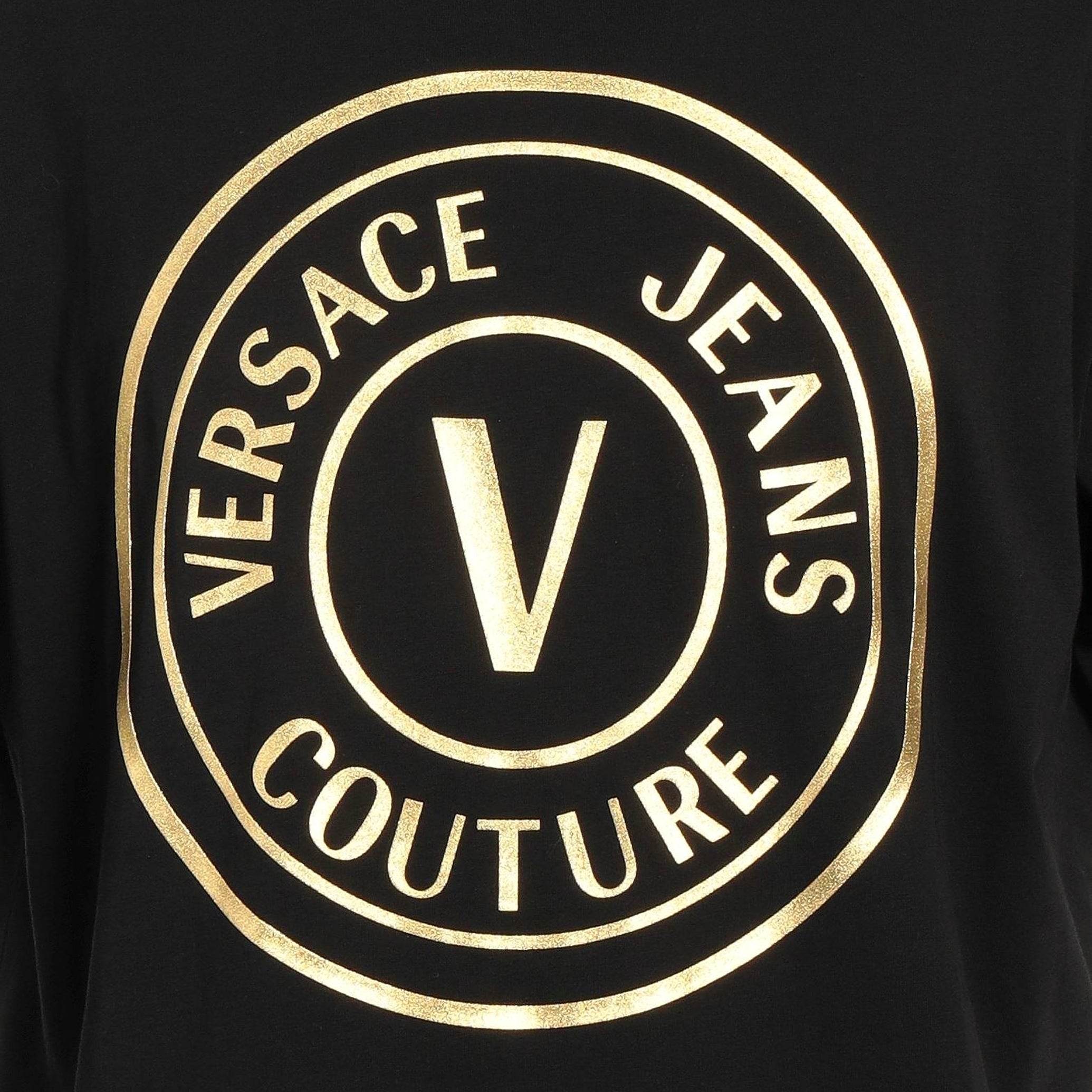 Versace Jeans Couture Thick Foil V Emblem Logo T-Shirt - G89 Blk/Gold - Escape Menswear