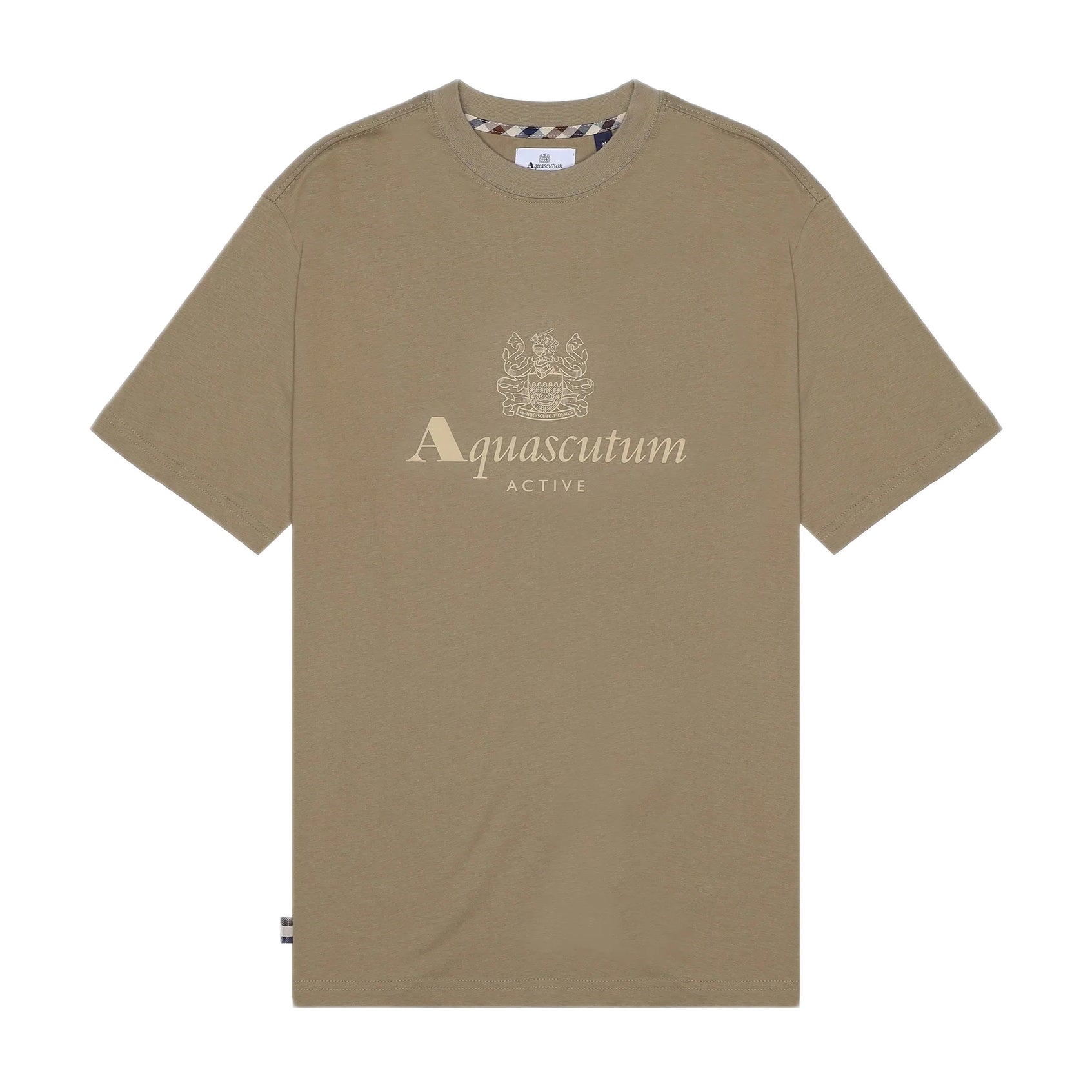 Aquascutum Big Rubber Logo T-Shirt - 38 Khaki - Escape Menswear