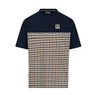 Aquascutum Club Check Panel T-Shirt - 11 Navy - Escape Menswear