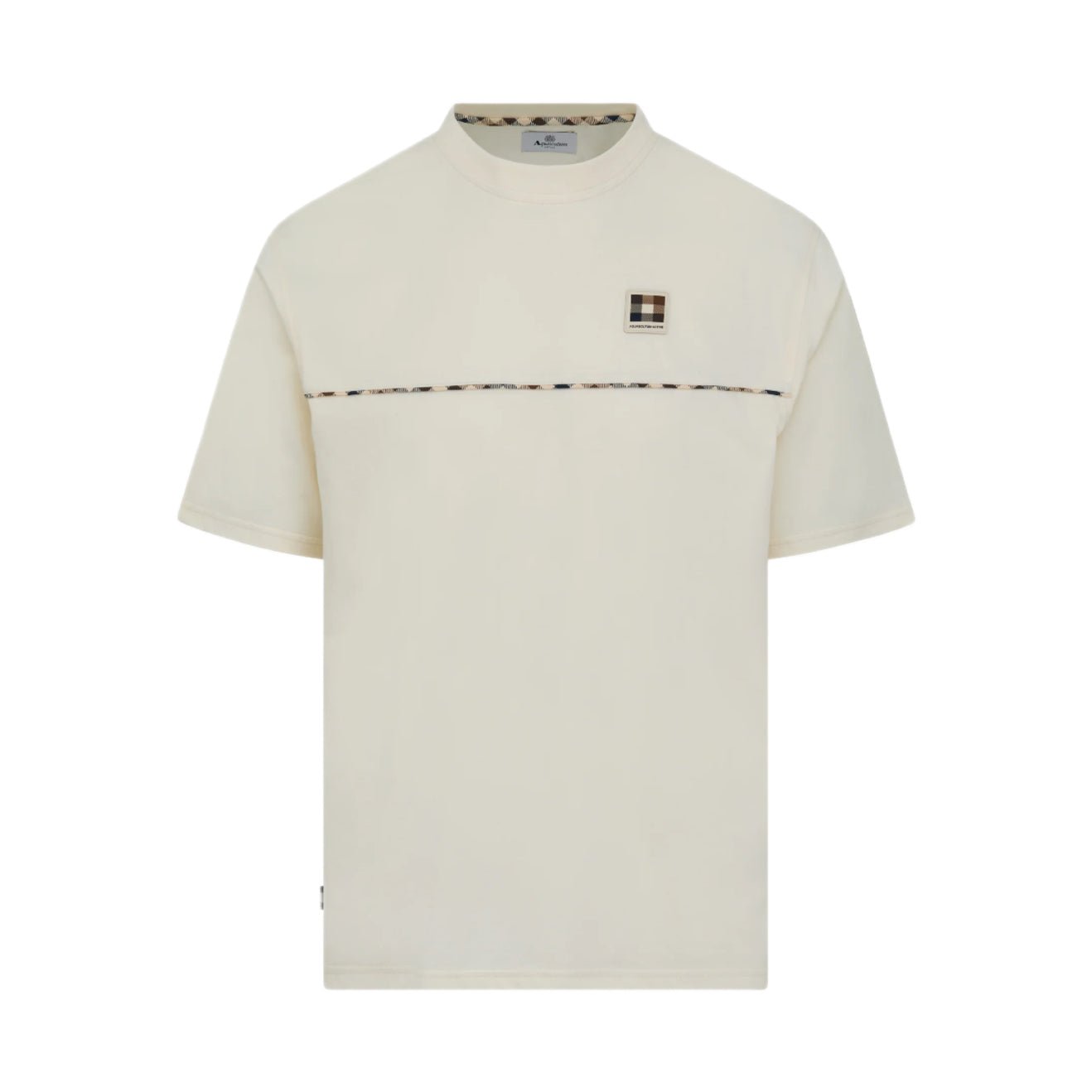 Aquascutum Club Check Piping T-Shirt - 02 Old White - Escape Menswear