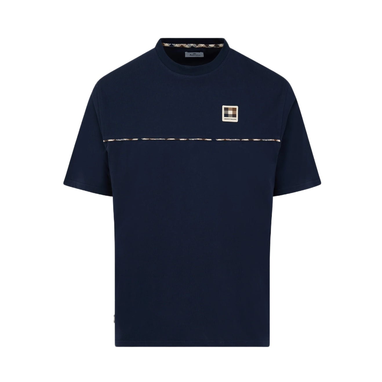 Aquascutum Club Check Piping T-Shirt - 11 Navy - Escape Menswear