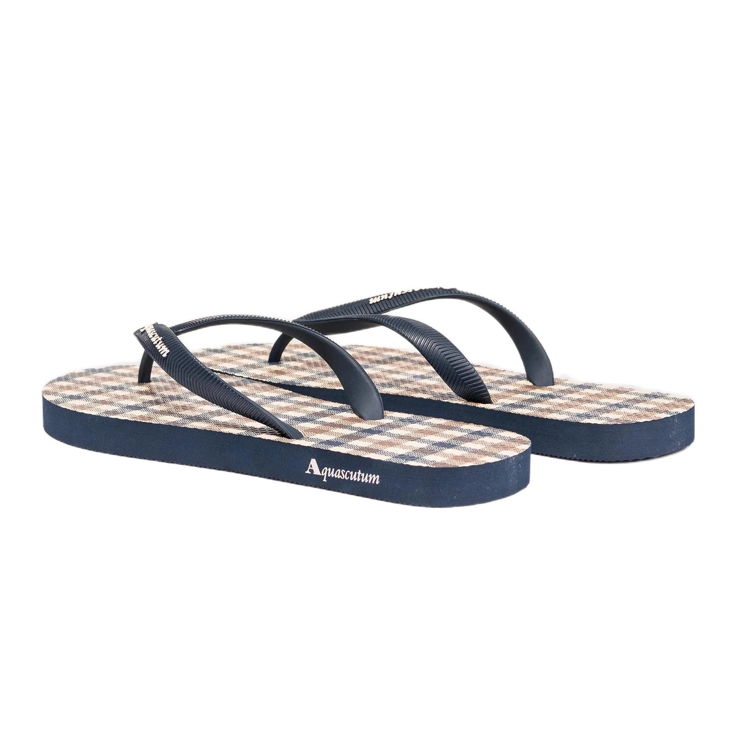 Aquascutum Iconic Flip Flops - Club Check Navy - Escape Menswear