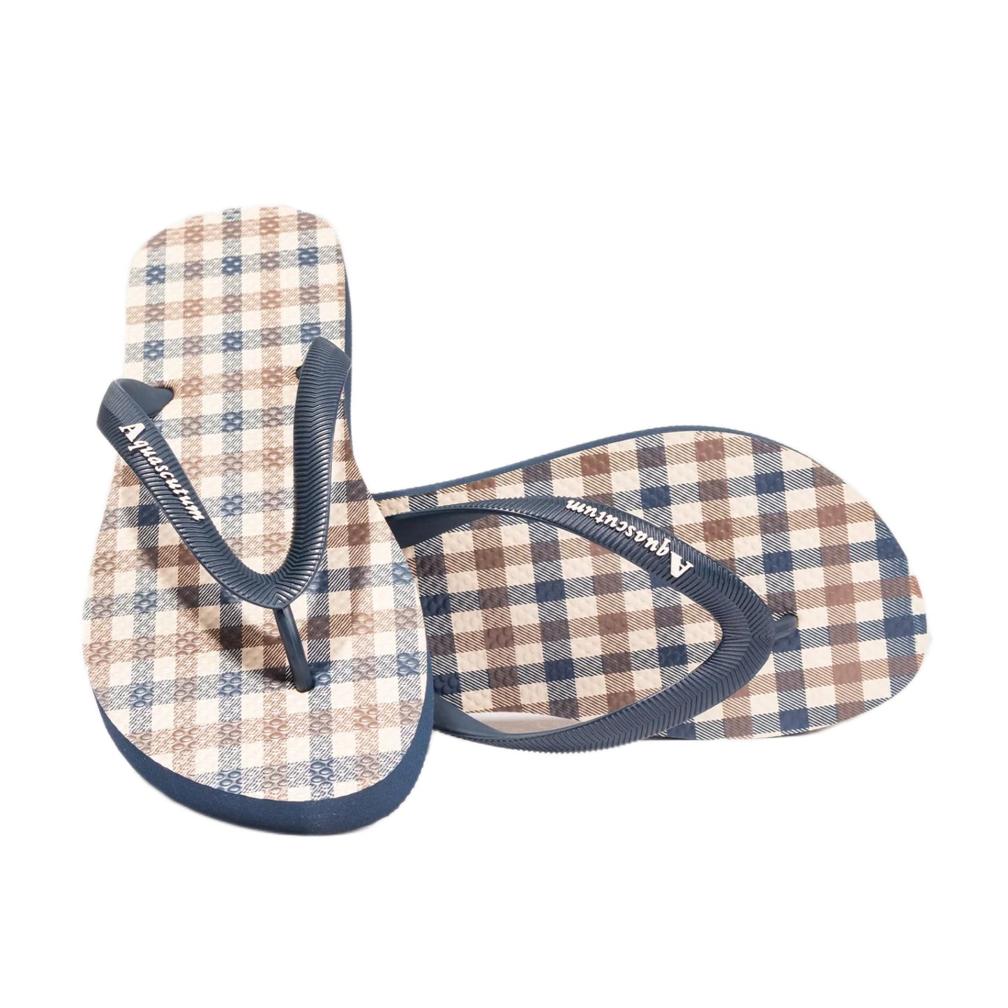 Aquascutum Iconic Flip Flops - Club Check Navy - Escape Menswear