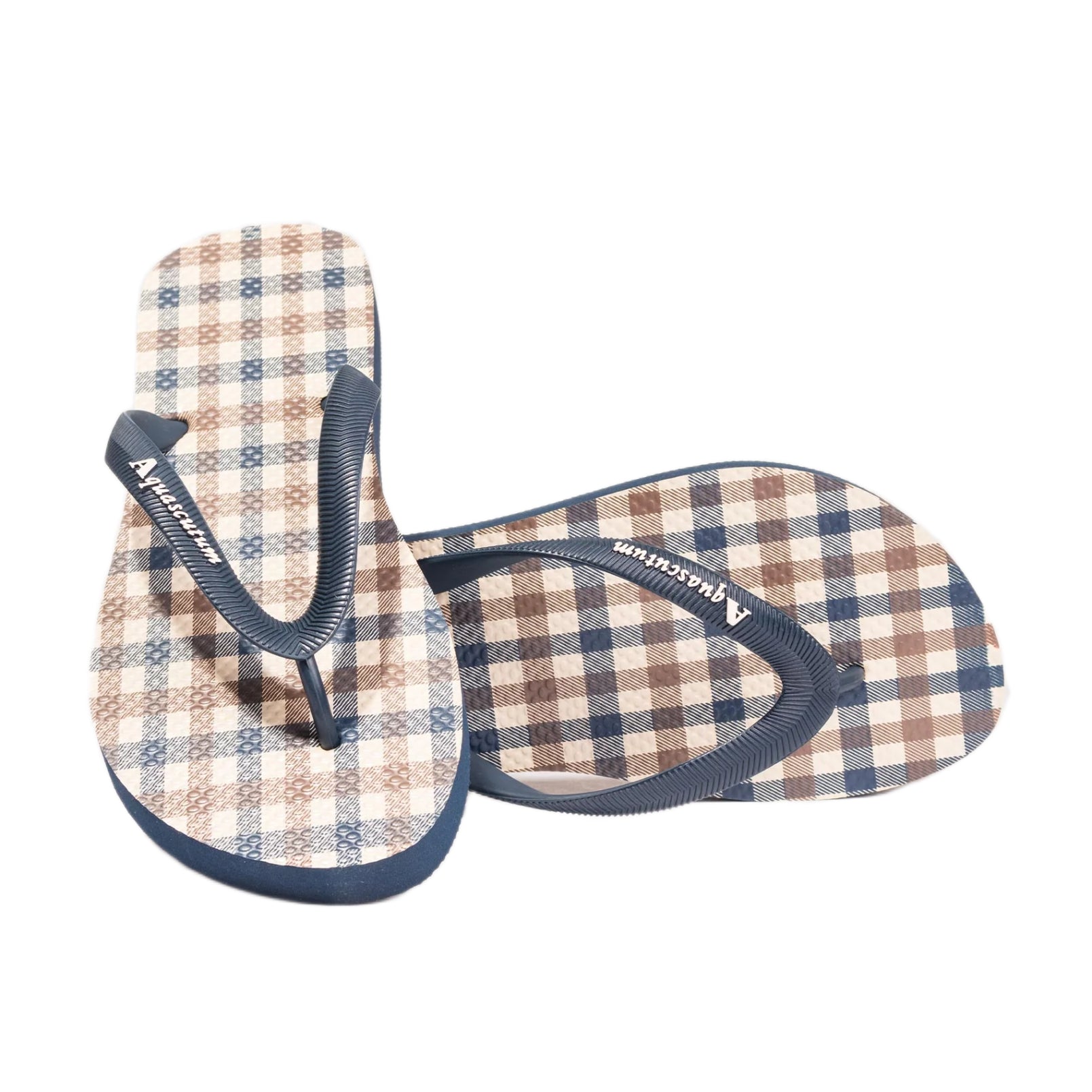 Aquascutum Iconic Flip Flops - Club Check Navy - Escape Menswear