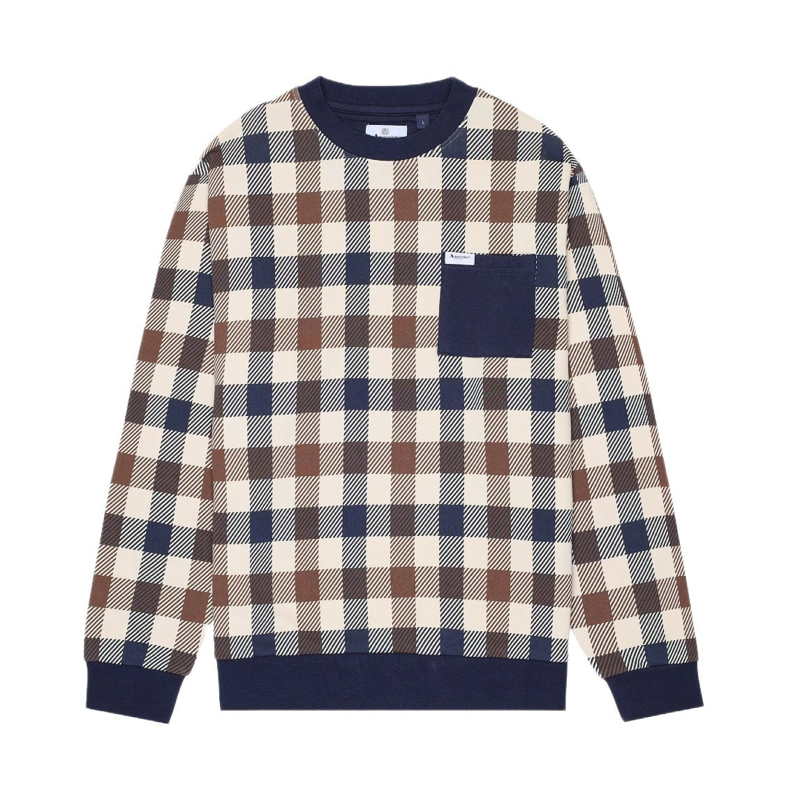 Aquascutum Iconic Pocket Fleece Sweatshirt - 30 Macro Club Check - Escape Menswear
