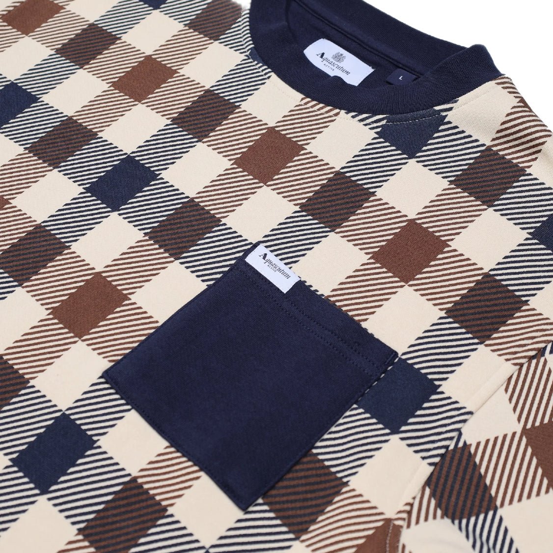 Aquascutum Iconic Pocket Fleece Sweatshirt - 30 Macro Club Check - Escape Menswear