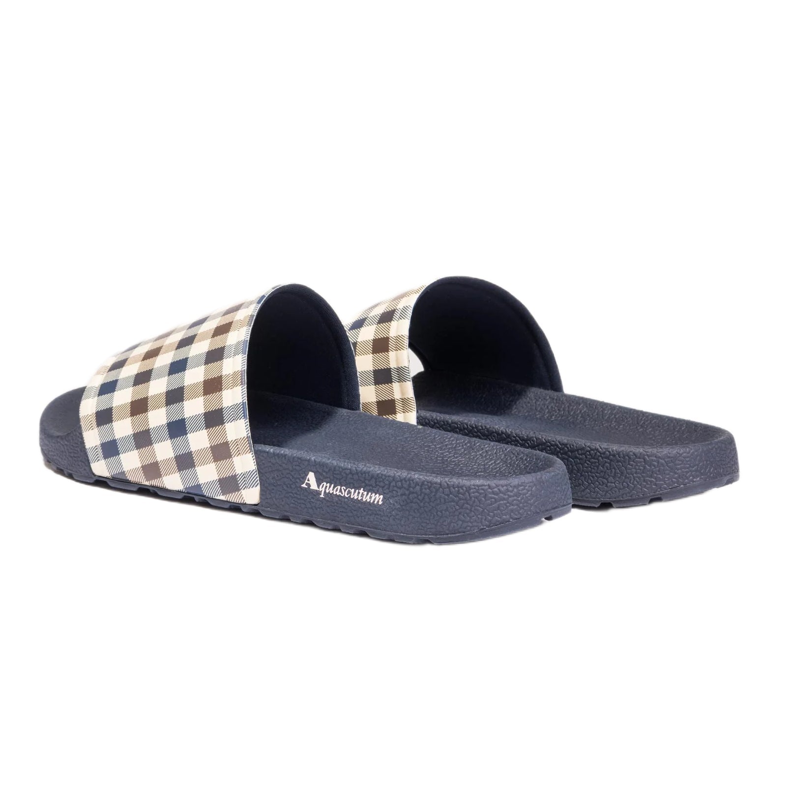 Aquascutum Iconic Sliders - Club Check Navy - Escape Menswear