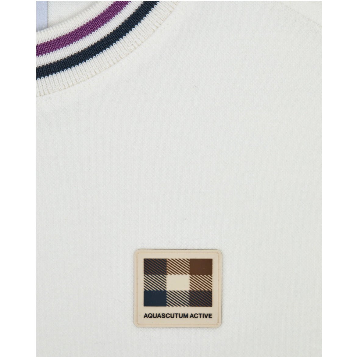 Aquascutum Stripes Piquet T-Shirt - 02 Old White - Escape Menswear