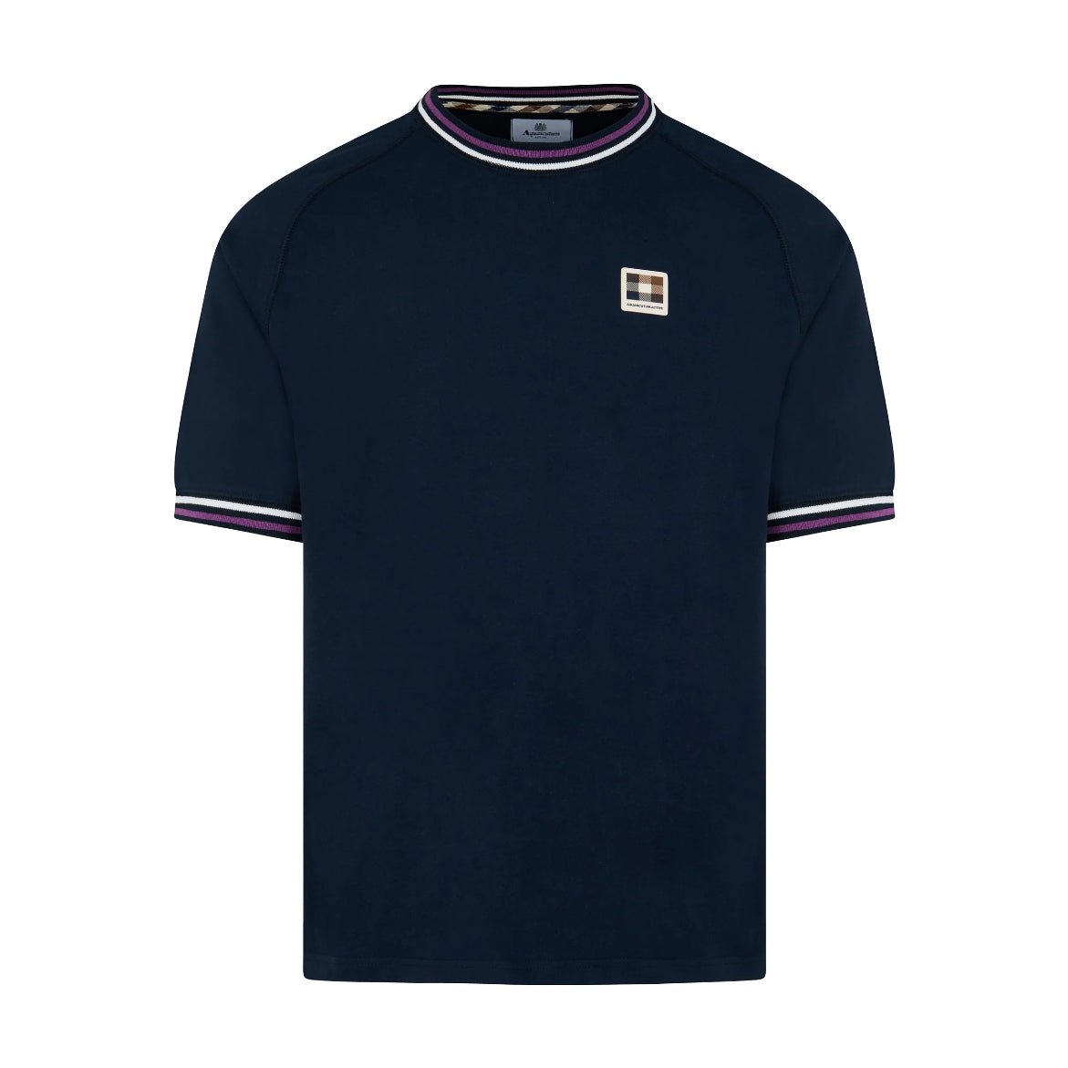 Aquascutum Stripes Piquet T-Shirt - 11 Navy - Escape Menswear