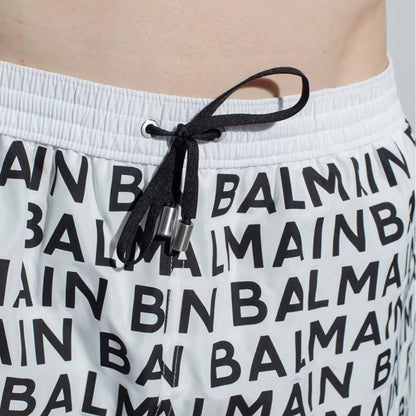 Balmain A/O Swim Short - White/Blk - Escape Menswear